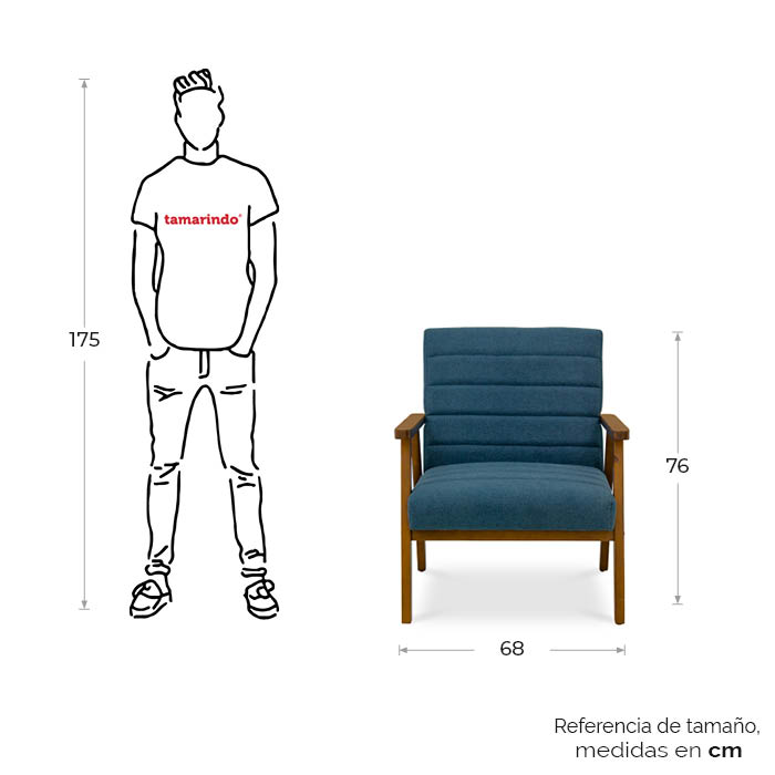 Sillon Tela Azul/nogal Cincuenta Y Ocho | Sillones y Ottomanes | salas